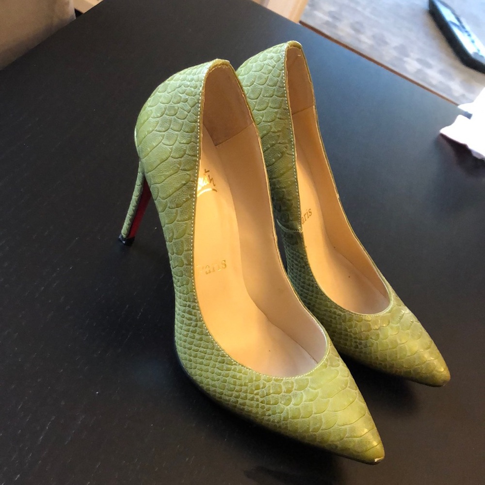 Christian loubitons green heels